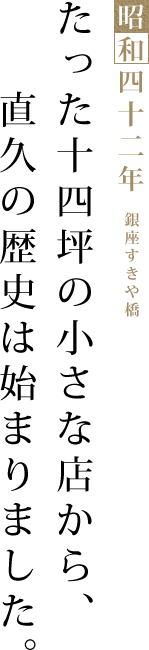 たった十四坪の小さな店から、直久の歴史は始まりました。